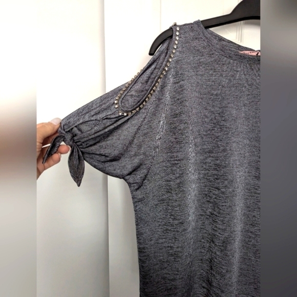 Juicy Couture Women's (Size XS) Rhinestone Cold Shoulder/Peek-A-Boo Sleeve Top - Picture 3 of 8
